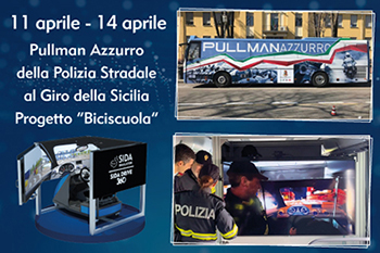 Pullman azzurro della Polizia Stradale